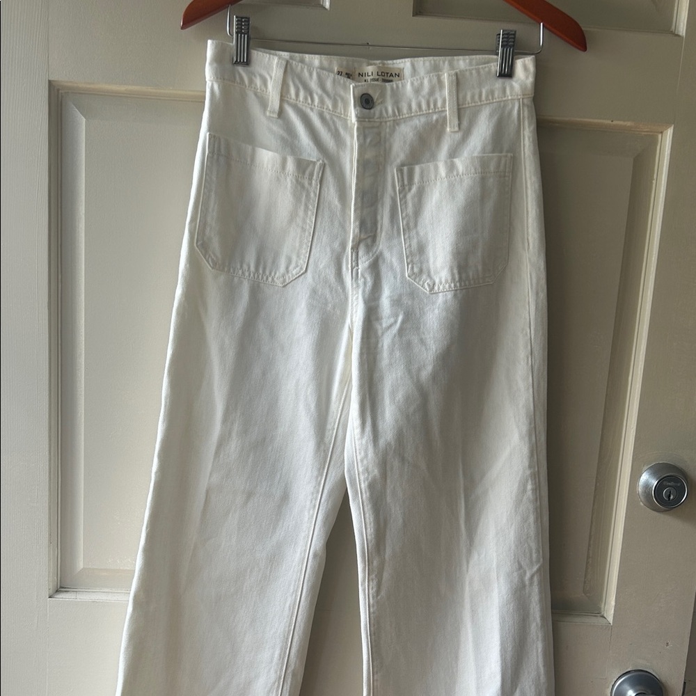 Nili Lotan White High-Rise Straight Leg Jeans